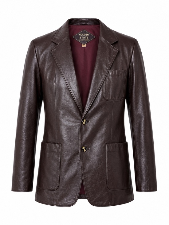 Vintage Jackets & Blazers - Vintage Genuine Leather Blazer 3-button Jacket Brown Size 40/large